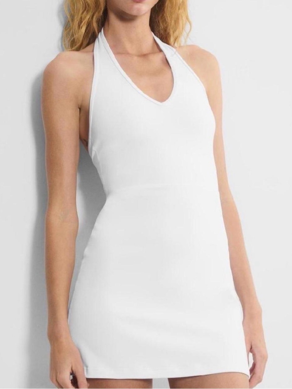 Aritzia White Halter Mini Dress